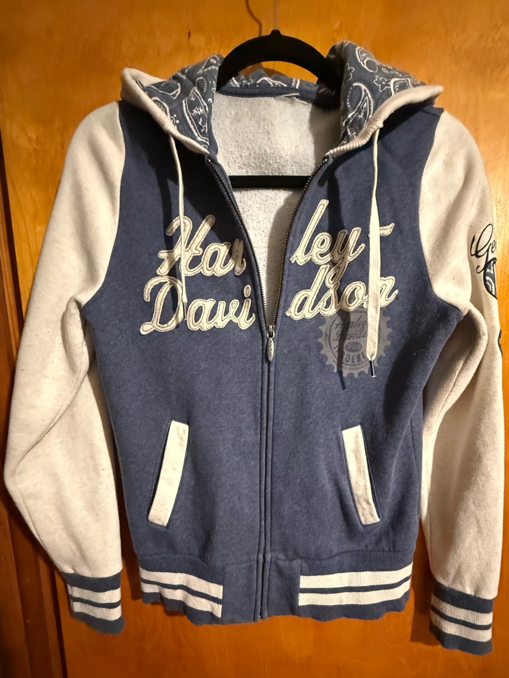 Harley-Davidson Women’s Blue & Cream Zip-Up Hoodie Jacket